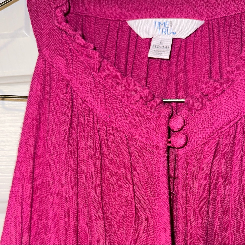 NWOT TIME AND TRU MAXI MAGENTA PINK BUTTON HALTER NECK DRESS WITH POCKETS
